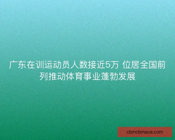 广东在训运动员人数接近5万 位居全国前列推动体育事业蓬勃发展